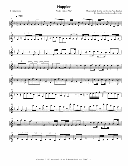 Happier Allen Music C Instruments Sheet Music