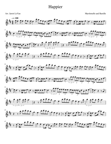 Happier Alto Saxaphone Solo Sheet Music