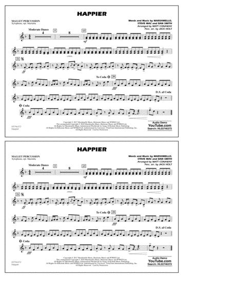 Free Sheet Music Happier Arr Matt Conaway And Jack Holt Mallet Percussion
