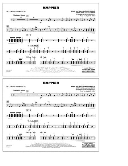 Happier Arr Matt Conaway And Jack Holt Multiple Bass Drums Sheet Music