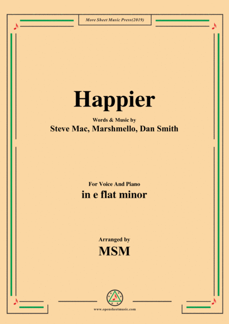 Free Sheet Music Happier In E Flat Minor For Voice And Piano