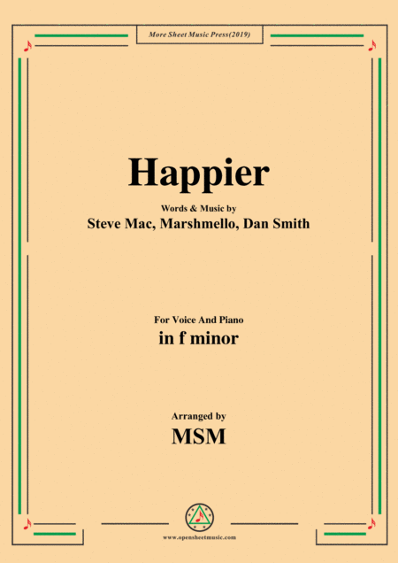 Happier In F Minor For Voice And Piano Sheet Music