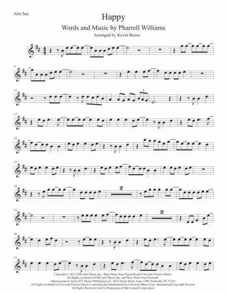 Free Sheet Music Happy Alto Sax