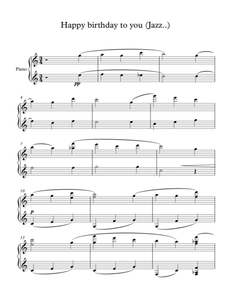 Happy Birth Day To You Easy Jazz Piano Sheet Music