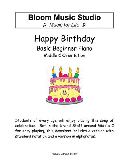 Free Sheet Music Happy Birthday Basic Beginner Piano