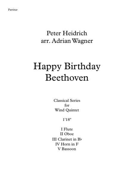 Happy Birthday Beethoven Wind Quintet Arr Adrian Wagner Sheet Music