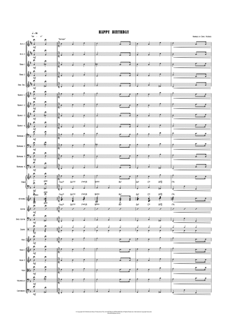 Free Sheet Music Happy Birthday Big Band And Optional Strings