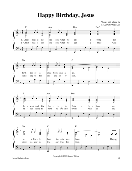 Free Sheet Music Happy Birthday Jesus