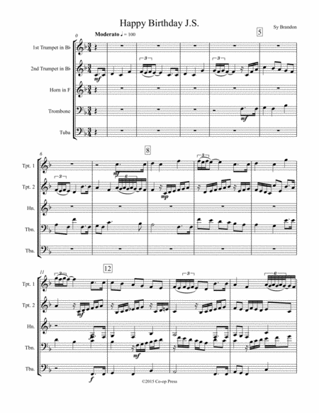 Happy Birthday Js For Brass Quintet Sheet Music