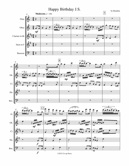 Happy Birthday Js For Woodwind Quintet Sheet Music