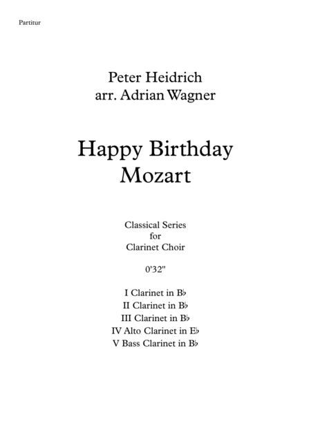 Happy Birthday Mozart Clarinet Choir Arr Adrian Wagner Sheet Music