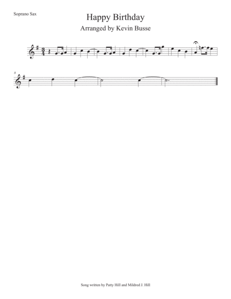 Happy Birthday Soprano Sax Sheet Music