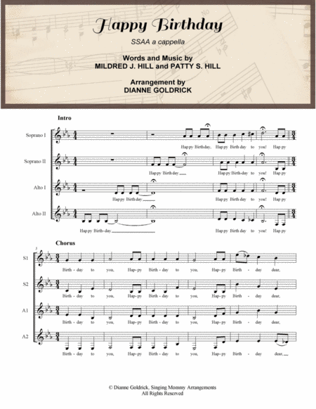 Happy Birthday Ssaa A Cappella Sheet Music