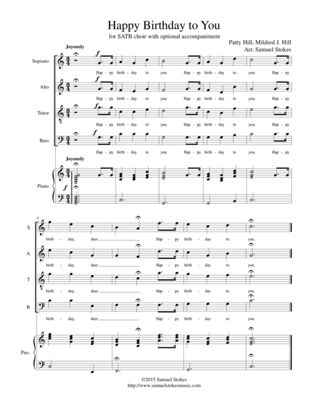 Happy Birthday To You For Satb Choir Sheet Music