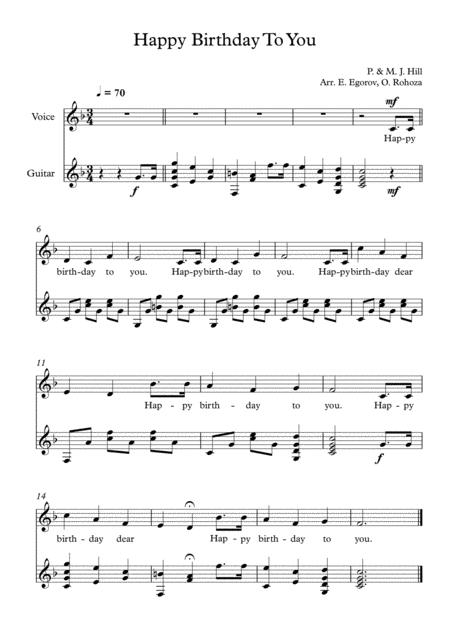 Free Sheet Music Happy Birthday To You Patty Mildred J Hill For Voice Guitar