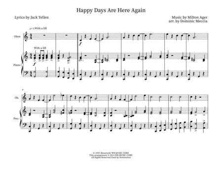 Free Sheet Music Happy Days Are Here Again Oboe And Piano