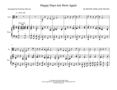 Happy Days Are Here Again Viola And Piano Sheet Music