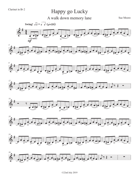 Free Sheet Music Happy Go Lucky Clarinet 2