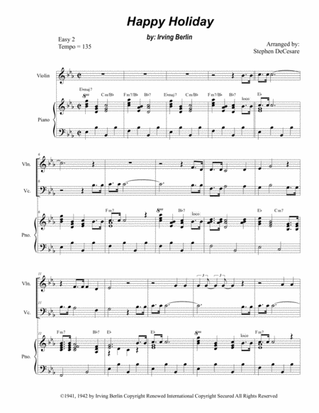 Free Sheet Music Happy Holiday Duet For Violin And Cello