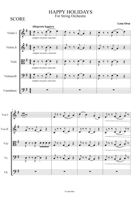 Happy Holidays For String Orchestra Sheet Music