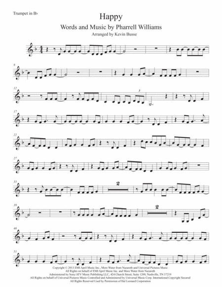 Happy Original Key Trumpet Sheet Music