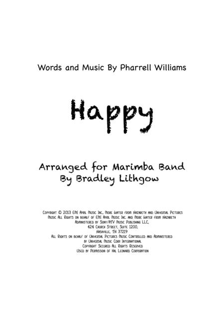 Happy Pharrell Williams Arranged For African Marimba Band Sheet Music