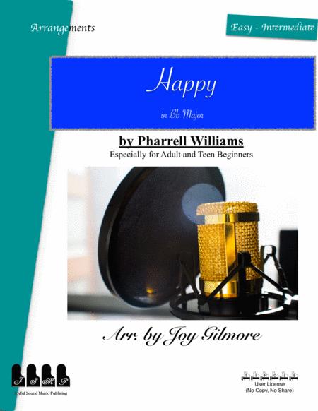 Happy Pharrell Williams In Bb Major Easy Piano Arrangement Free Lifetime New Version Upgrade Free Paper Keyboard Available Sheet Music