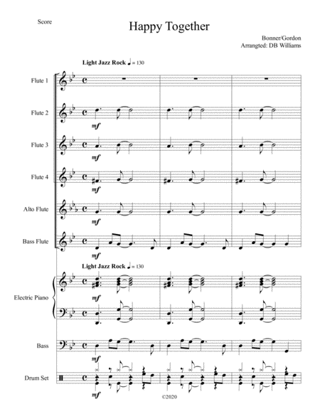 Free Sheet Music Happy Together Flute Choir