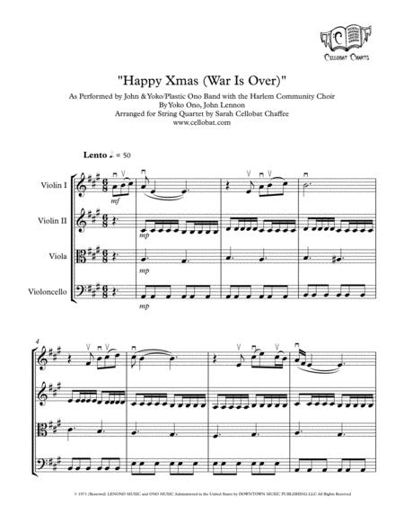 Free Sheet Music Happy Xmas War Is Over String Quartet John Lennon Yoko Ono Arr Cellobat