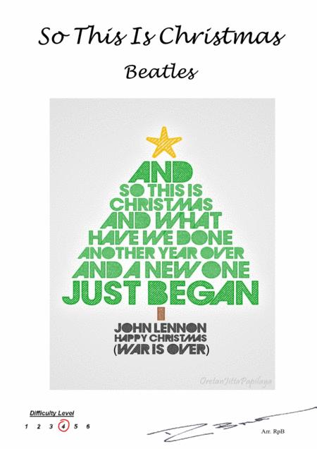 Free Sheet Music Happy Xmas War Is Over The Beatles