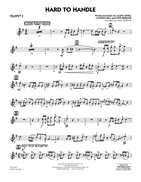 Hard To Handle Arr Paul Murtha Trumpet 2 Sheet Music