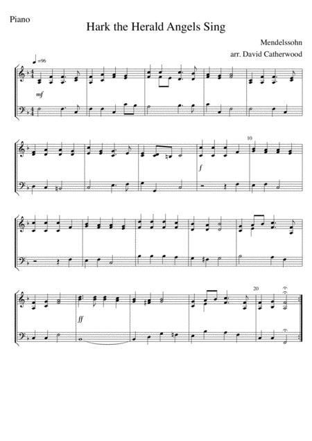 Hark The Herald Angels Sing Arranged For Easy Piano By David Catherwood Sheet Music