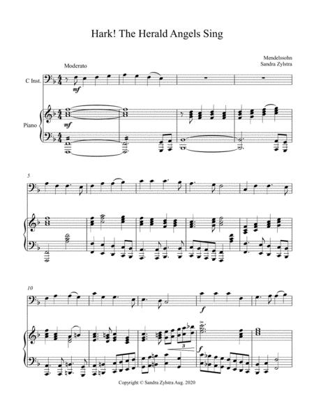 Hark The Herald Angels Sing Bass C Instrument Solo Sheet Music