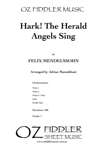 Hark The Herald Angels Sing By Felix Mendelssohn Arranged For String Orchestra Sheet Music