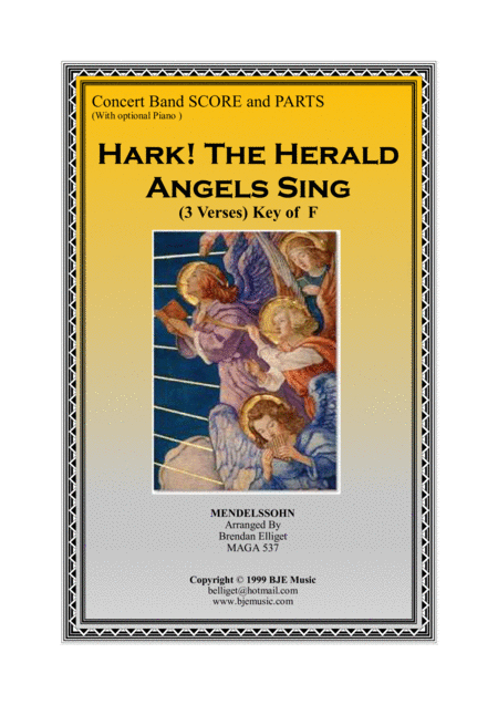 Free Sheet Music Hark The Herald Angels Sing Concert Band Score And Parts