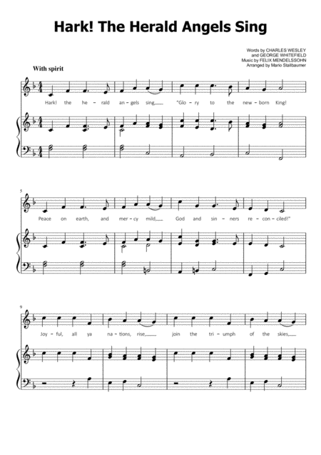 Hark The Herald Angels Sing Easy Piano Sheet Music