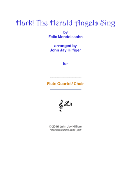 Free Sheet Music Hark The Herald Angels Sing For Flutes