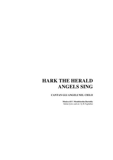 Hark The Herald Angels Sing For Satb Choir And Organ Sheet Music