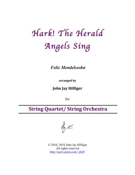 Free Sheet Music Hark The Herald Angels Sing For Strings