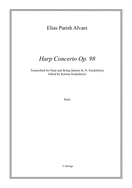 Harp Concerto Op 98 Harp String Quartet Parts Only Sheet Music