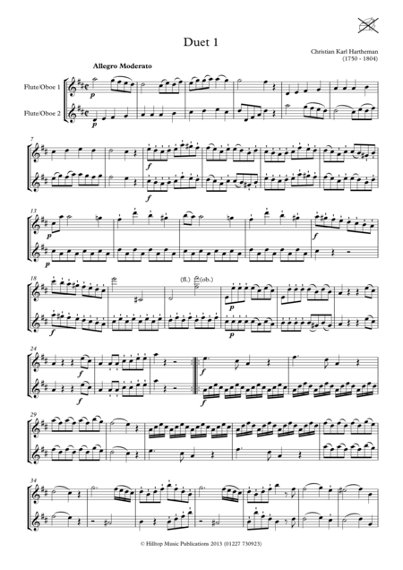 Free Sheet Music Hartheman Six Duets For Two Flutes