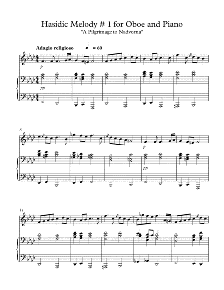 Free Sheet Music Hasidic Melody 1 For Oboe And Piano