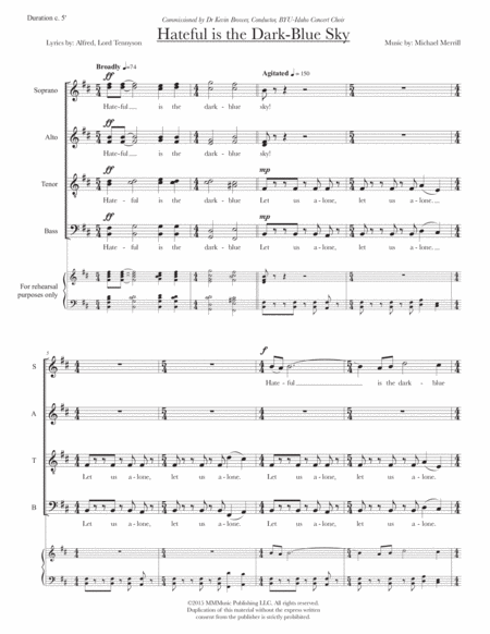 Hateful Is The Dark Blue Sky From Mariner Songs Sheet Music