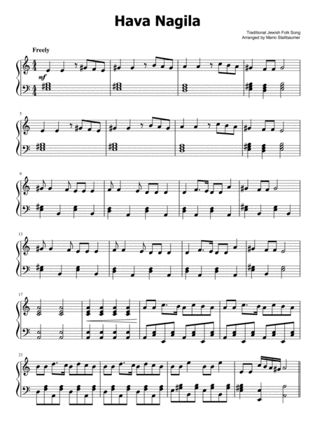 Hava Nagila Piano Solo Sheet Music