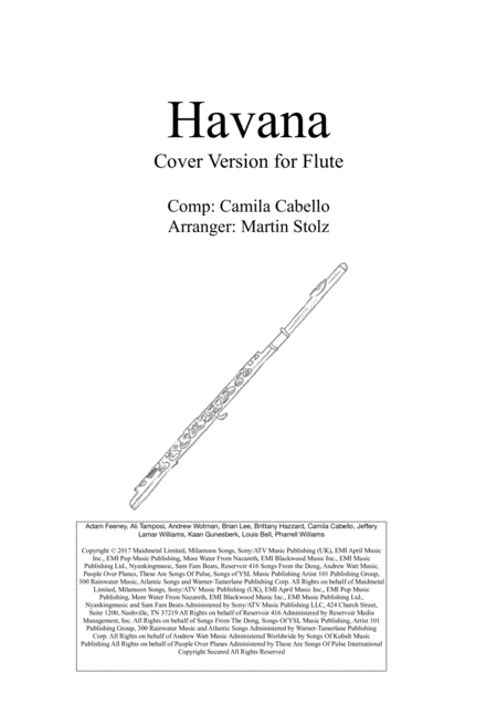 Free Sheet Music Havana Cover Version For Flute