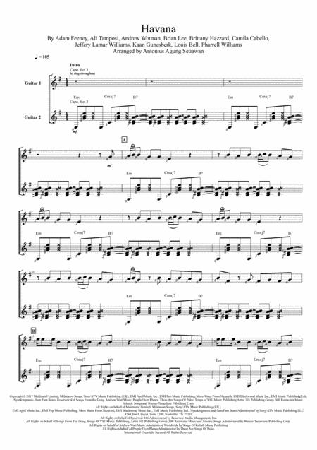 Havana Duet Guitar Score Sheet Music