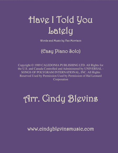 Free Sheet Music Have I Told You Lately An Easy Piano Solo Arrangement