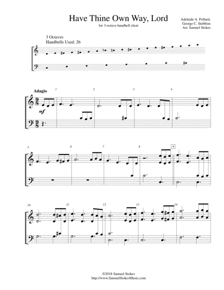 Free Sheet Music Have Thine Own Way Lord For 3 Octave Handbell Choir