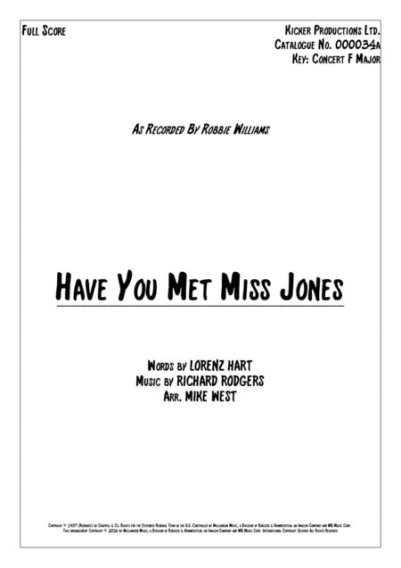 Free Sheet Music Have You Met Miss Jones Big Band Score And Parts