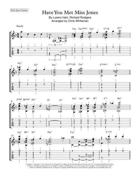 Free Sheet Music Have You Met Miss Jones Jazz Guitar Chord Melody